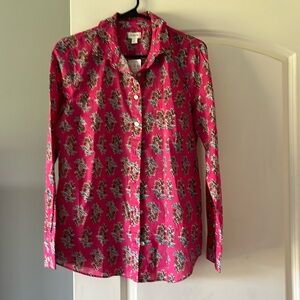 Pink floral button down shirt